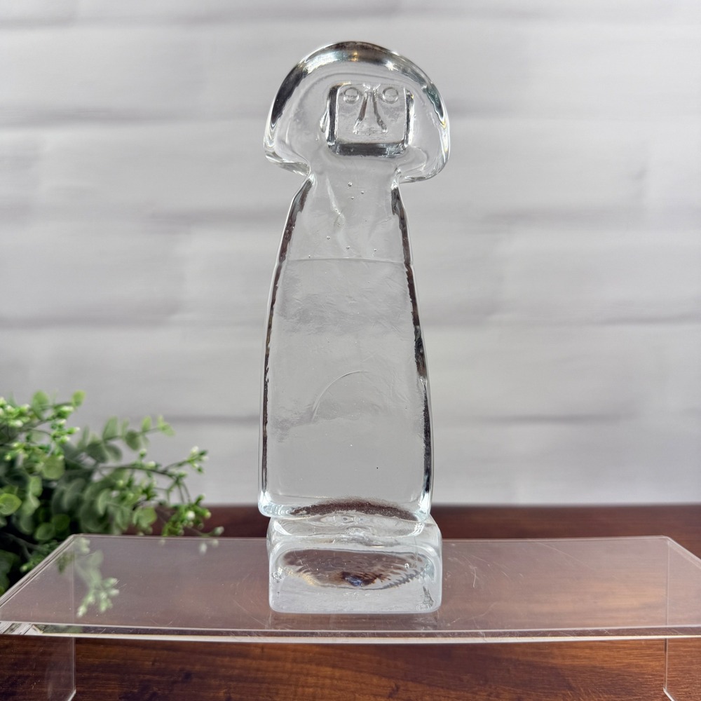 Kosta Boda Erik Hoglund Clear Glass Woman Figurine Sculpture Sweden Signed